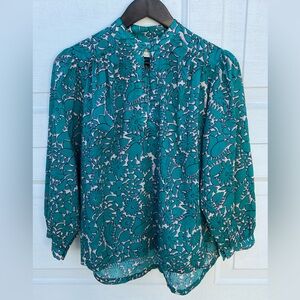 Trovata Birds Of Paradise blue floral Blouse Women's size small